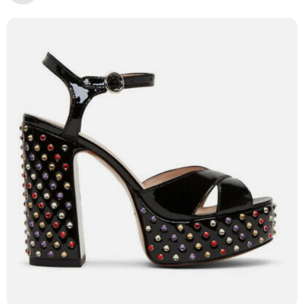 Marc Jacobs Patent Disco Bling Sparkle Glam Studded Mary Jane Leather heels - Picture 2 of 9